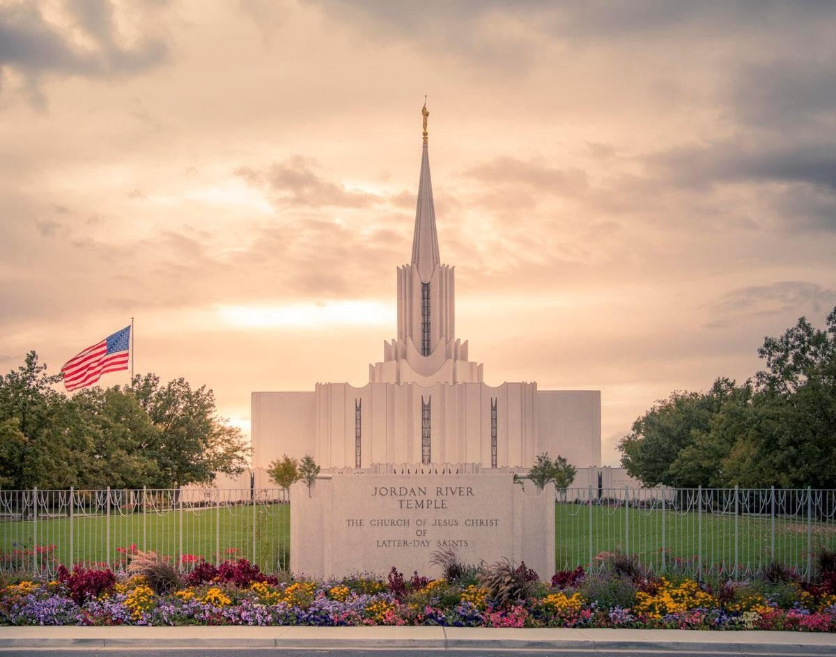 Jordan River Temple Evening Glow Gallery Wrap