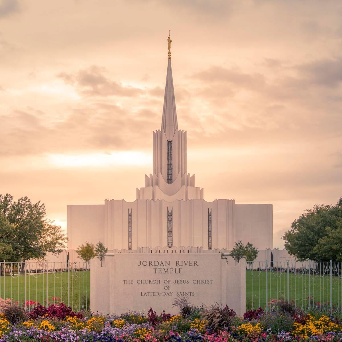 Jordan River Temple Evening Glow Gallery Wrap