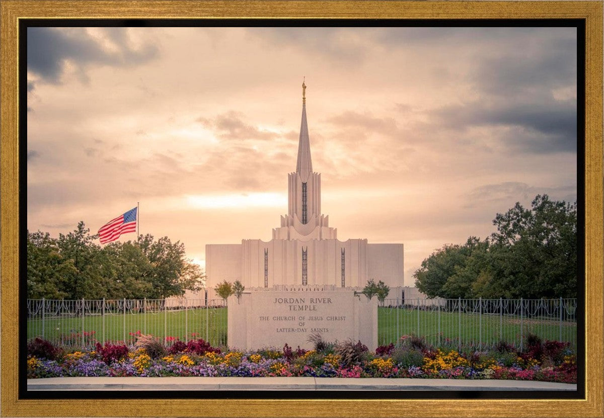 Jordan River Temple Evening Glow Gallery Wrap