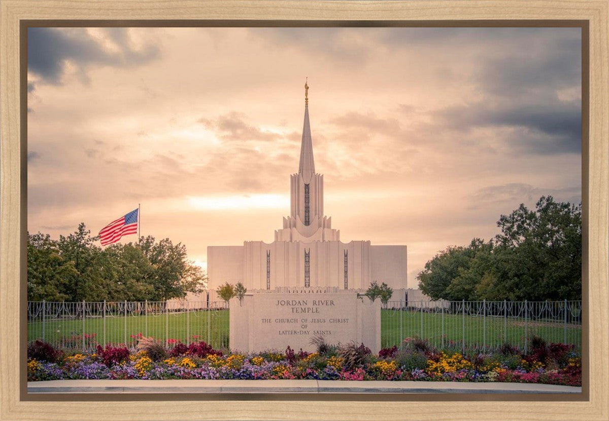 Jordan River Temple Evening Glow Gallery Wrap