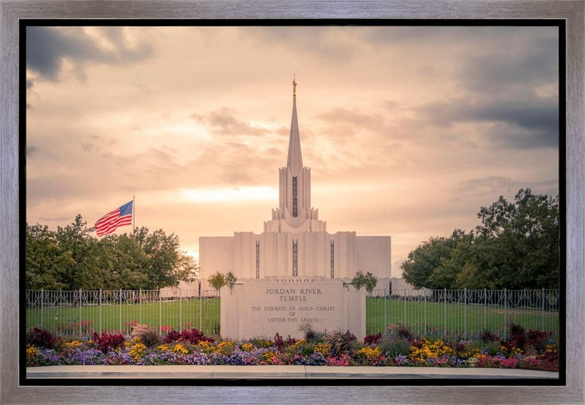 Jordan River Temple Evening Glow Gallery Wrap