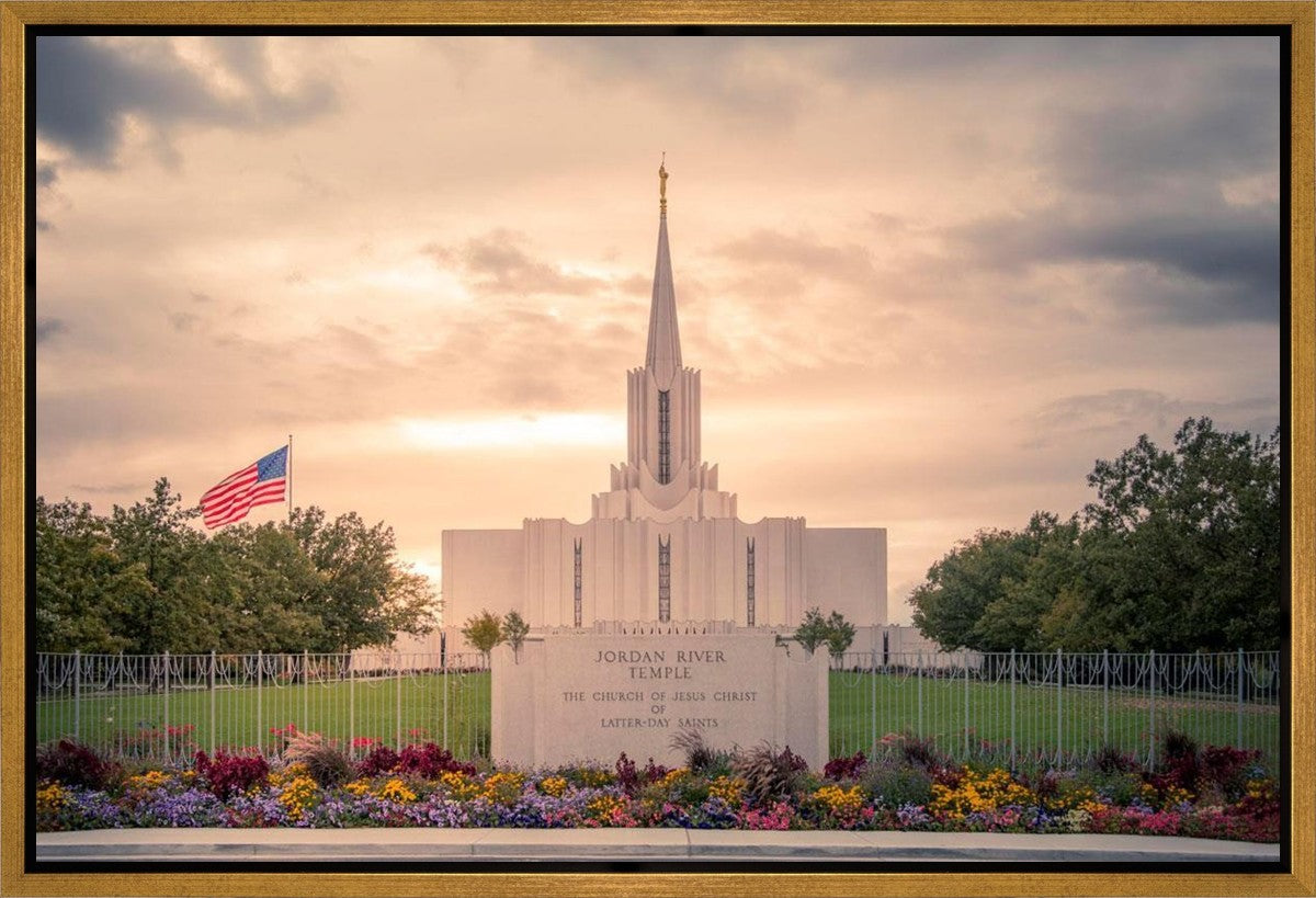 Jordan River Temple Evening Glow Gallery Wrap
