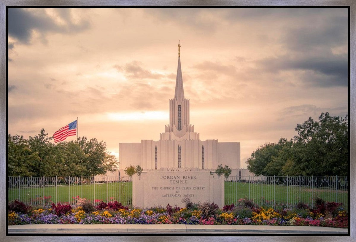 Jordan River Temple Evening Glow Gallery Wrap