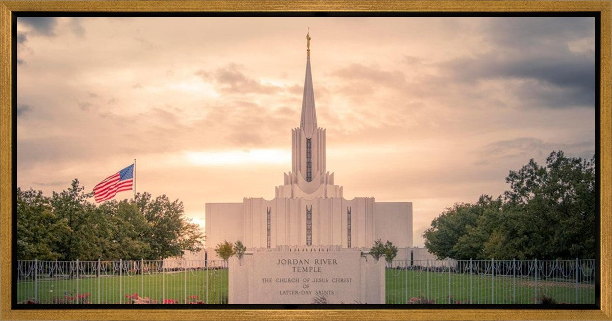 Jordan River Temple Evening Glow Gallery Wrap