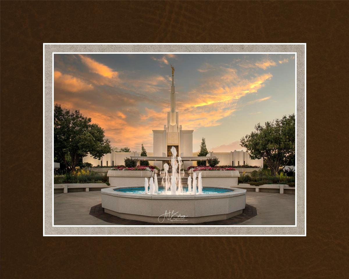 Denver Temple Evening Fountain