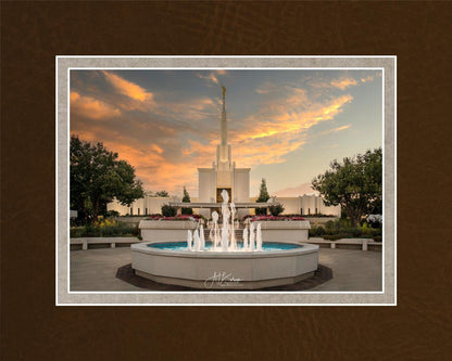 Denver Temple Evening Fountain