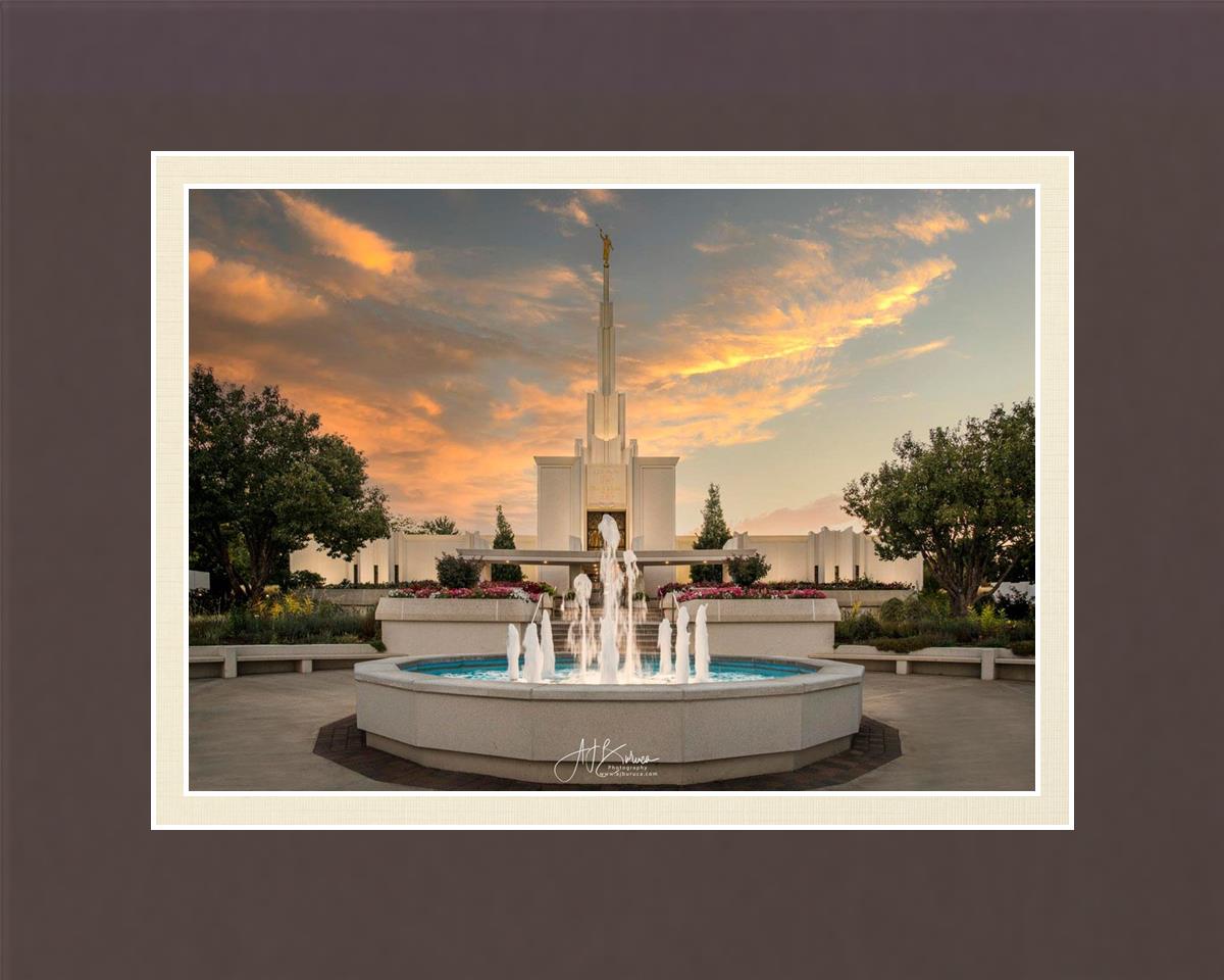 Denver Temple Evening Fountain