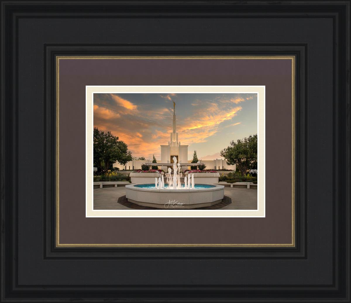 Denver Temple Evening Fountain