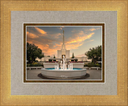 Denver Temple Evening Fountain