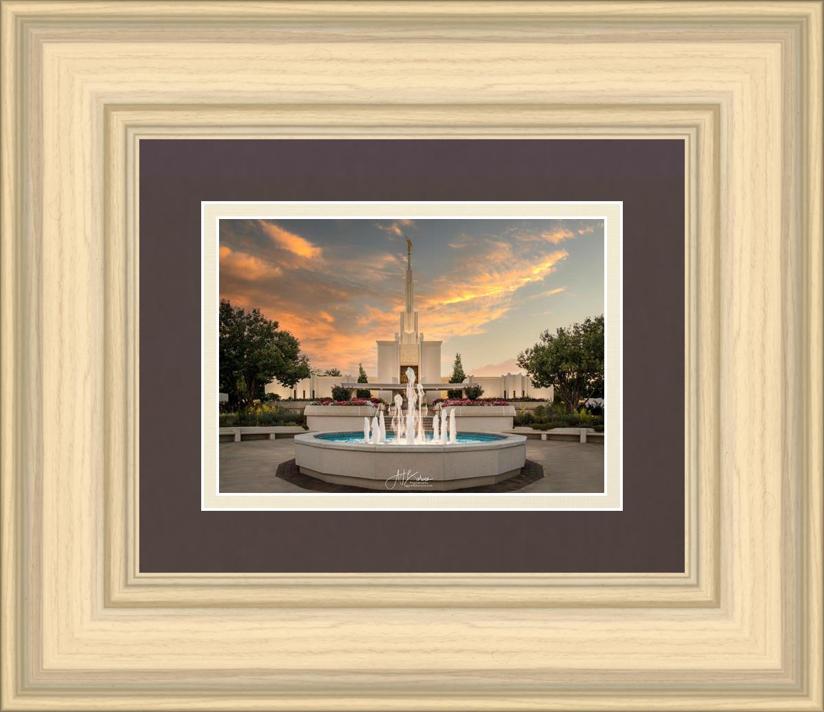 Denver Temple Evening Fountain
