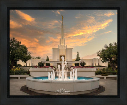 Denver Temple Evening Fountain