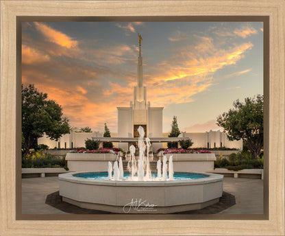 Denver Temple Evening Fountain