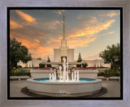 Denver Temple Evening Fountain