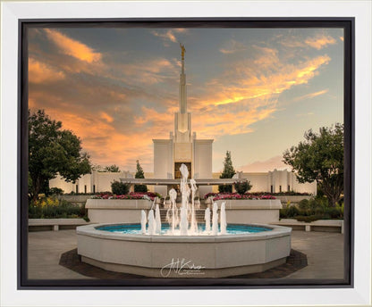 Denver Temple Evening Fountain