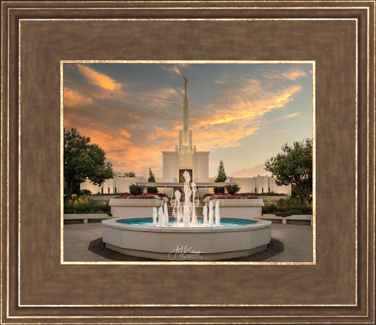 Denver Temple Evening Fountain
