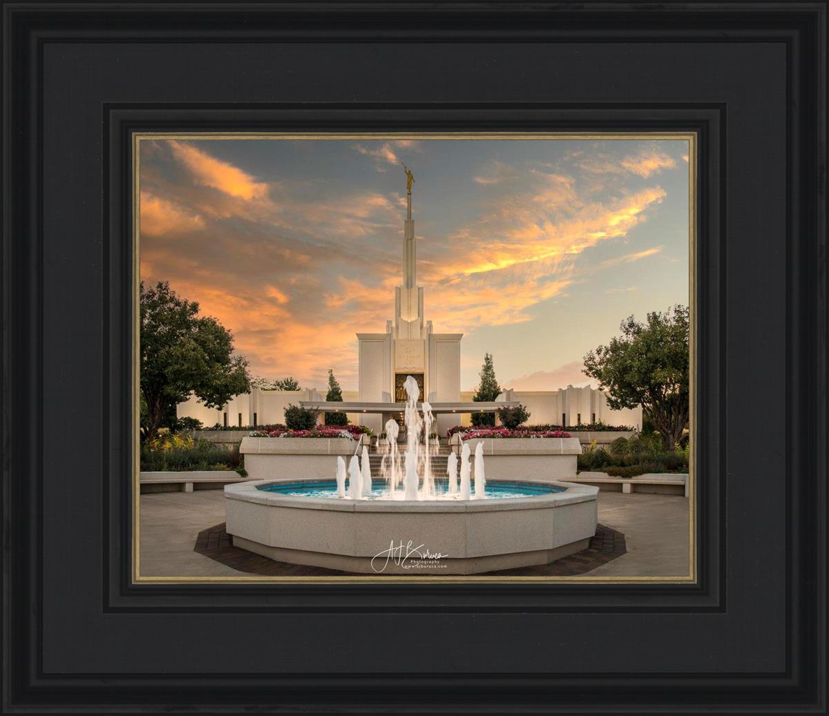 Denver Temple Evening Fountain