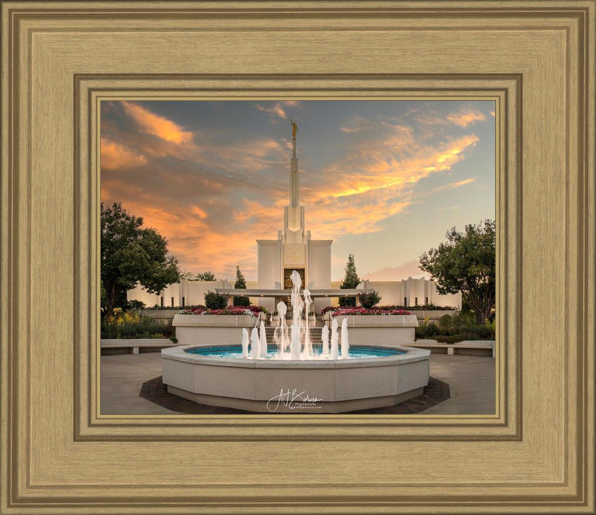 Denver Temple Evening Fountain