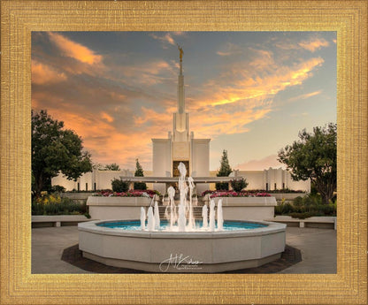 Denver Temple Evening Fountain
