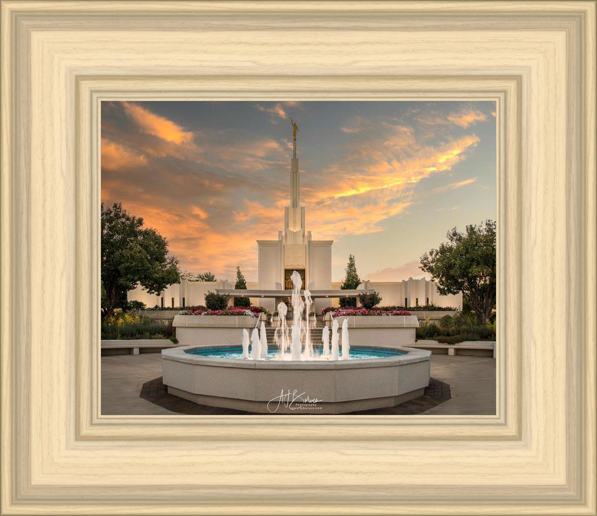 Denver Temple Evening Fountain