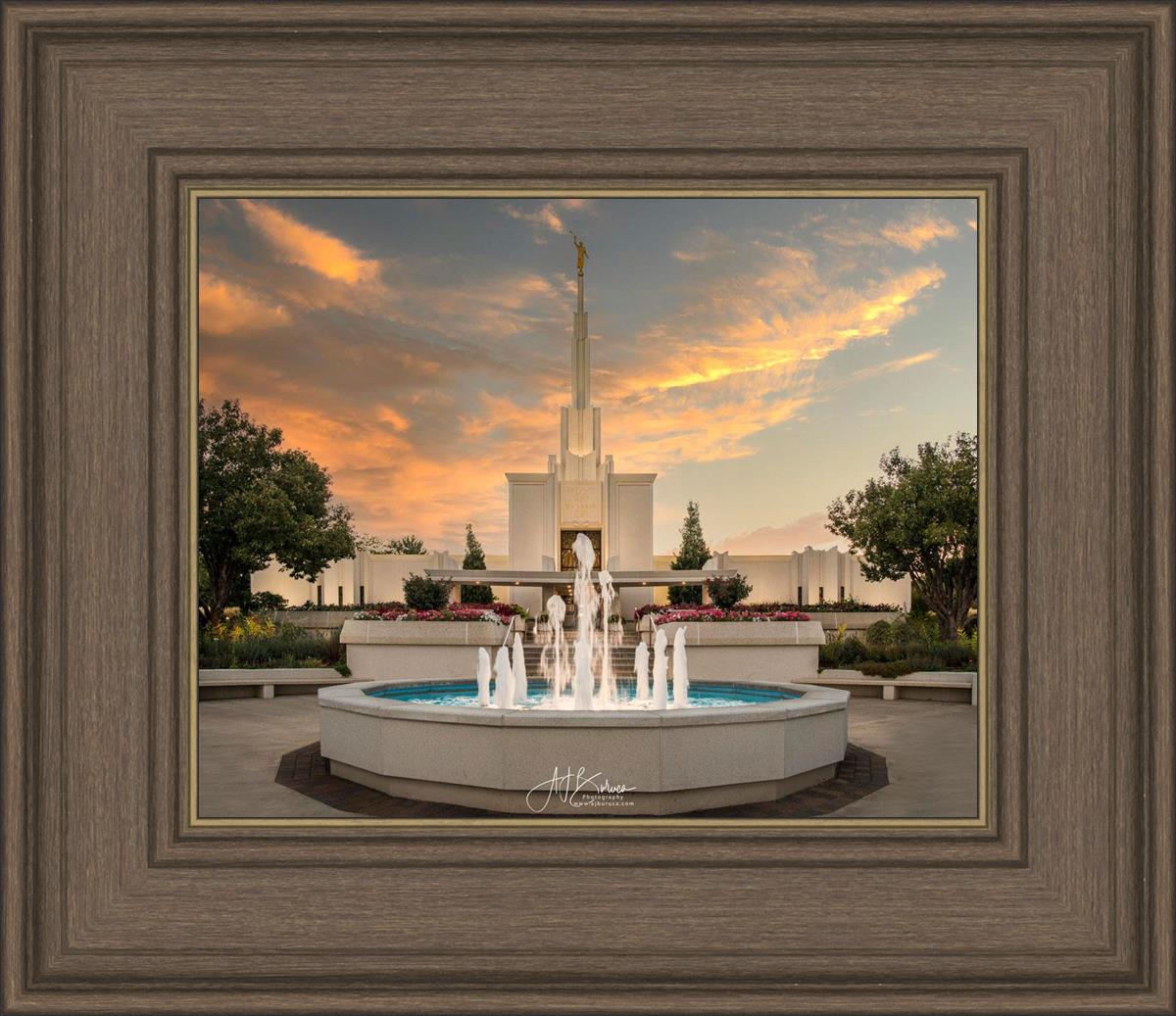 Denver Temple Evening Fountain