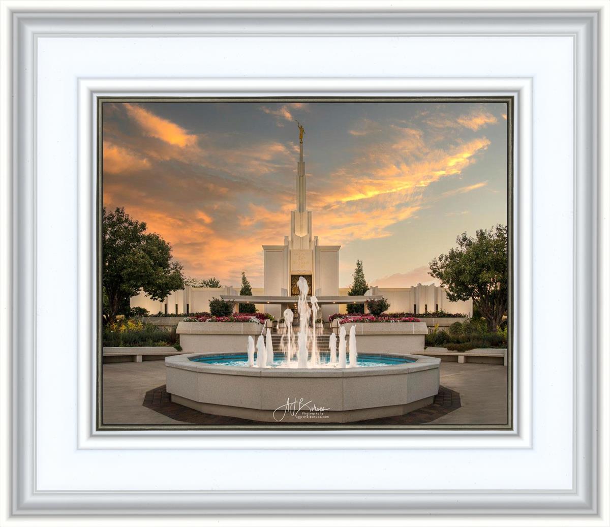 Denver Temple Evening Fountain