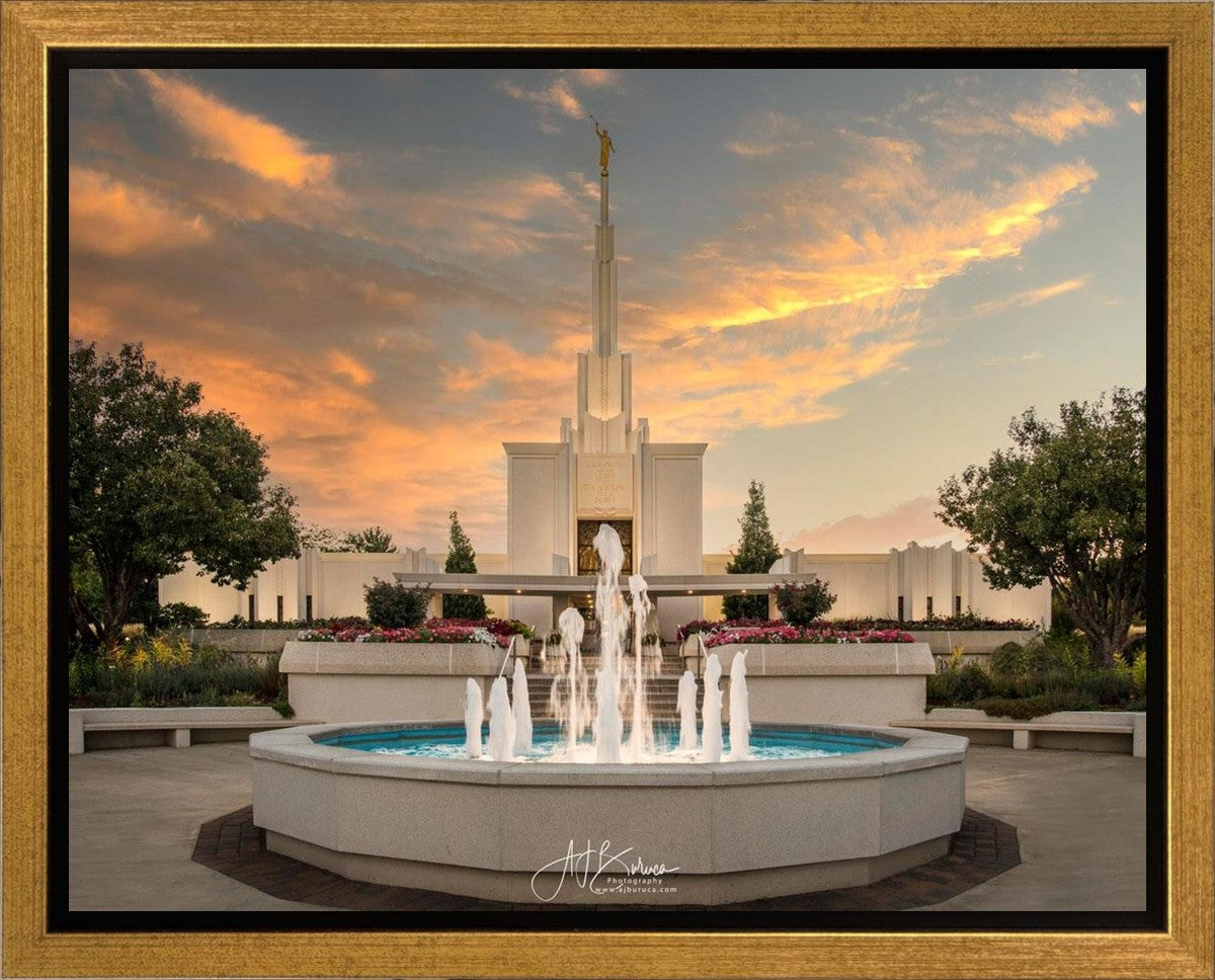 Denver Temple Evening Fountain Gallery Wrap