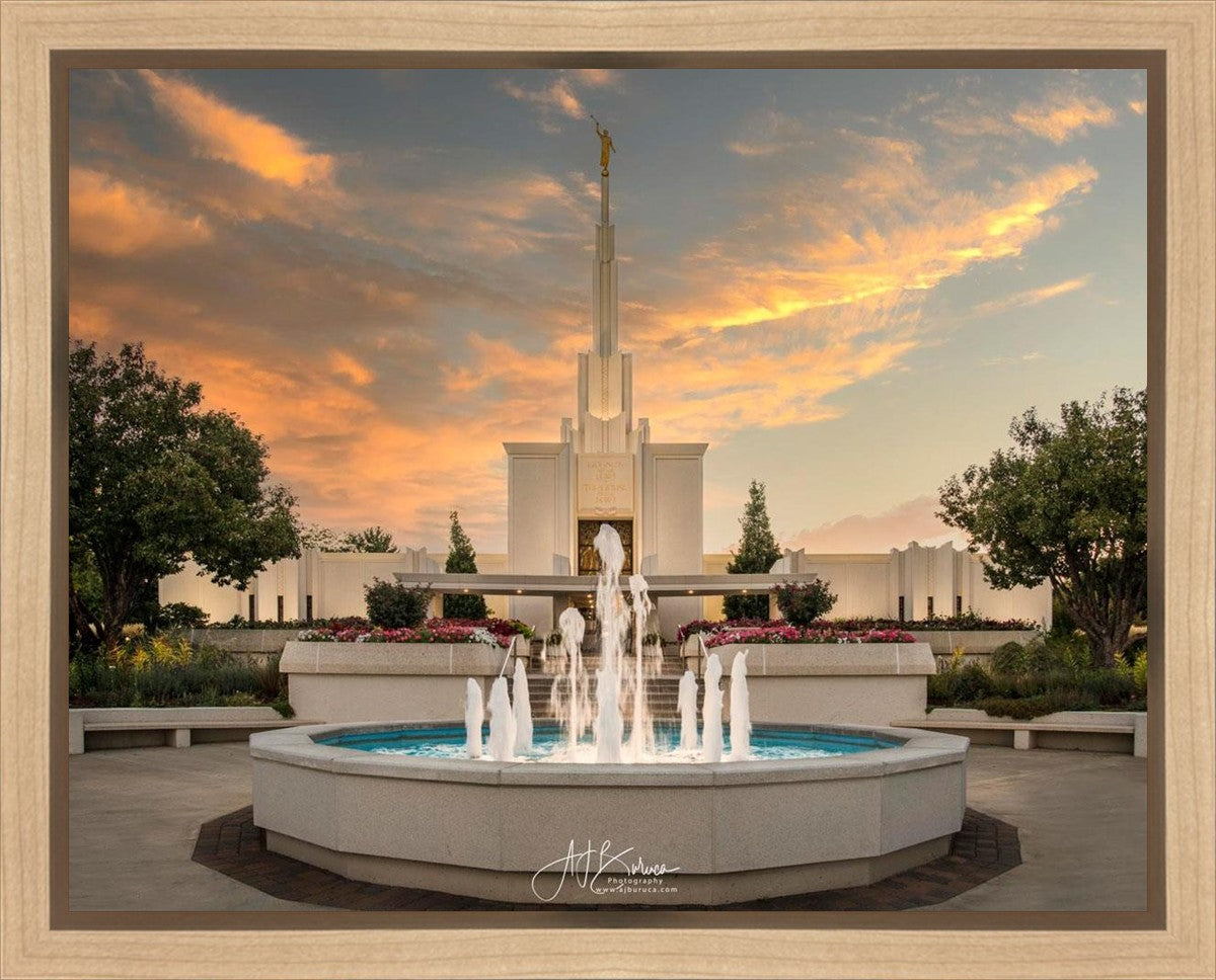 Denver Temple Evening Fountain Gallery Wrap