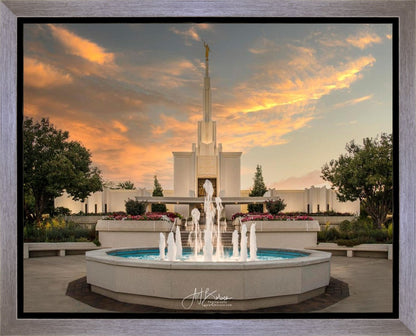 Denver Temple Evening Fountain