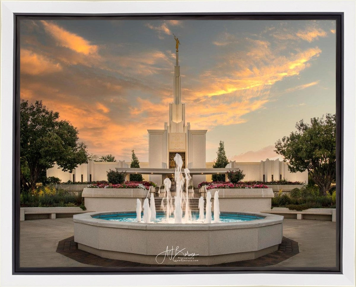 Denver Temple Evening Fountain Gallery Wrap