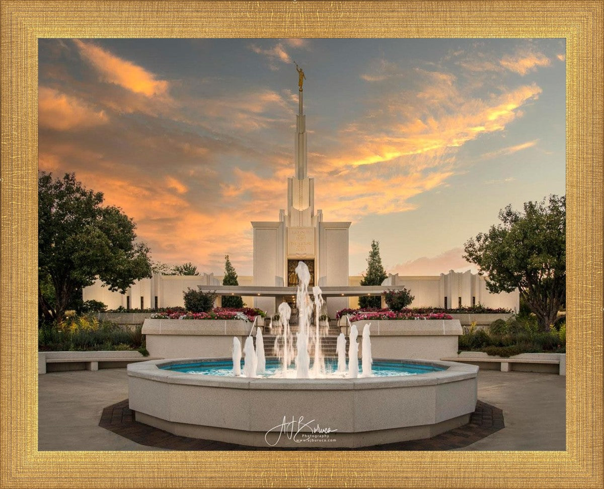 Denver Temple Evening Fountain