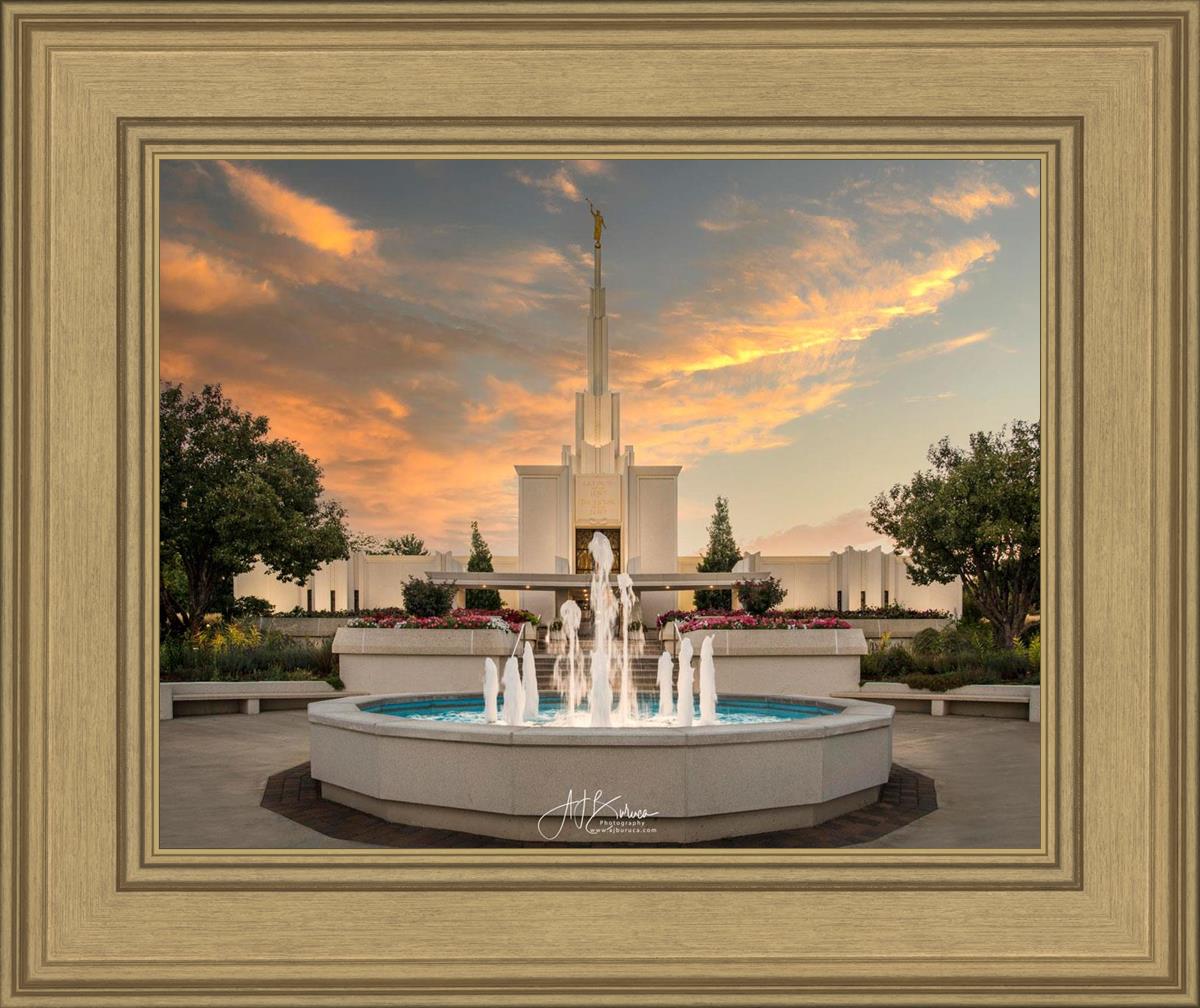 Denver Temple Evening Fountain
