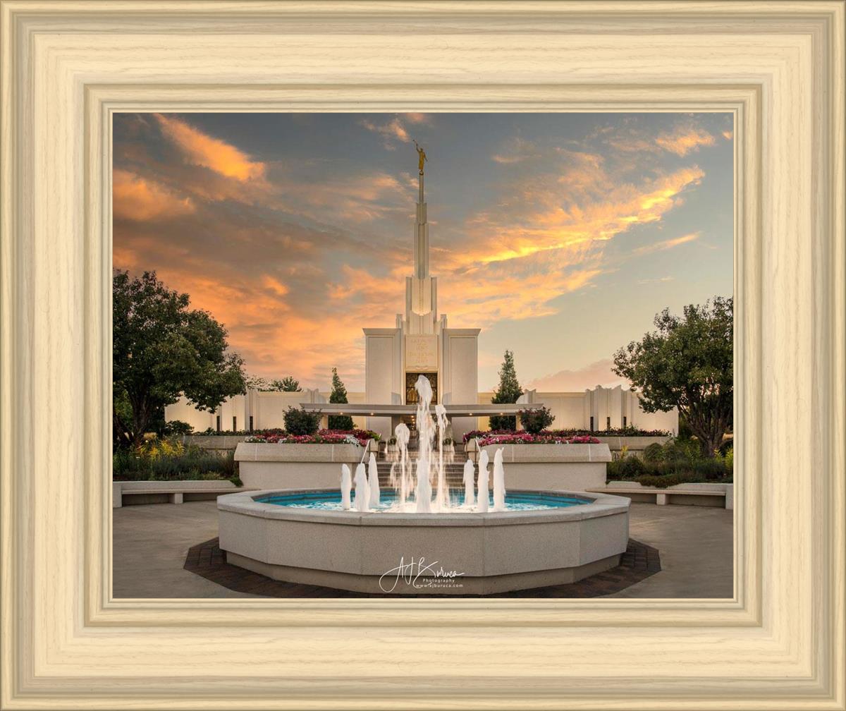 Denver Temple Evening Fountain