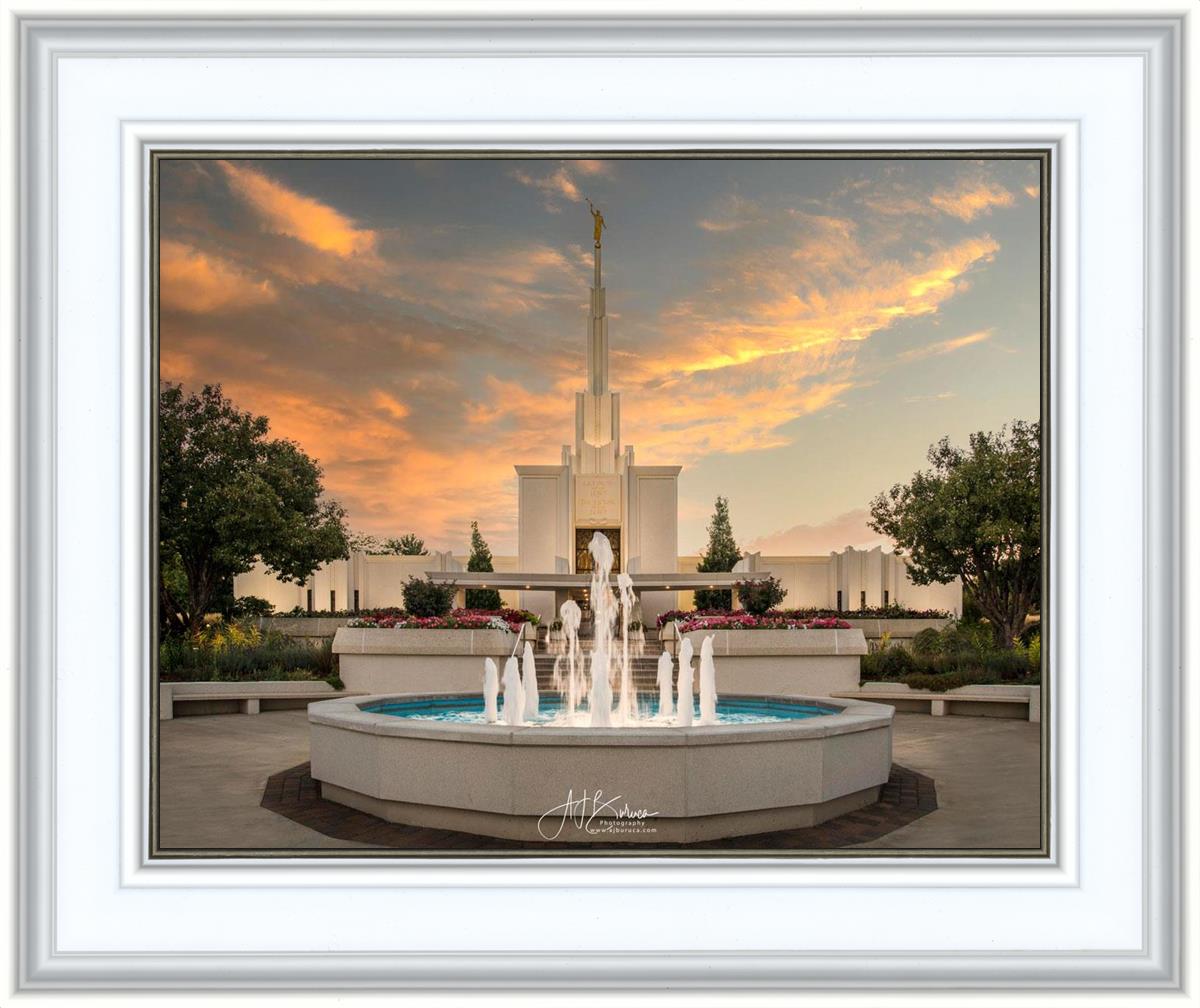 Denver Temple Evening Fountain