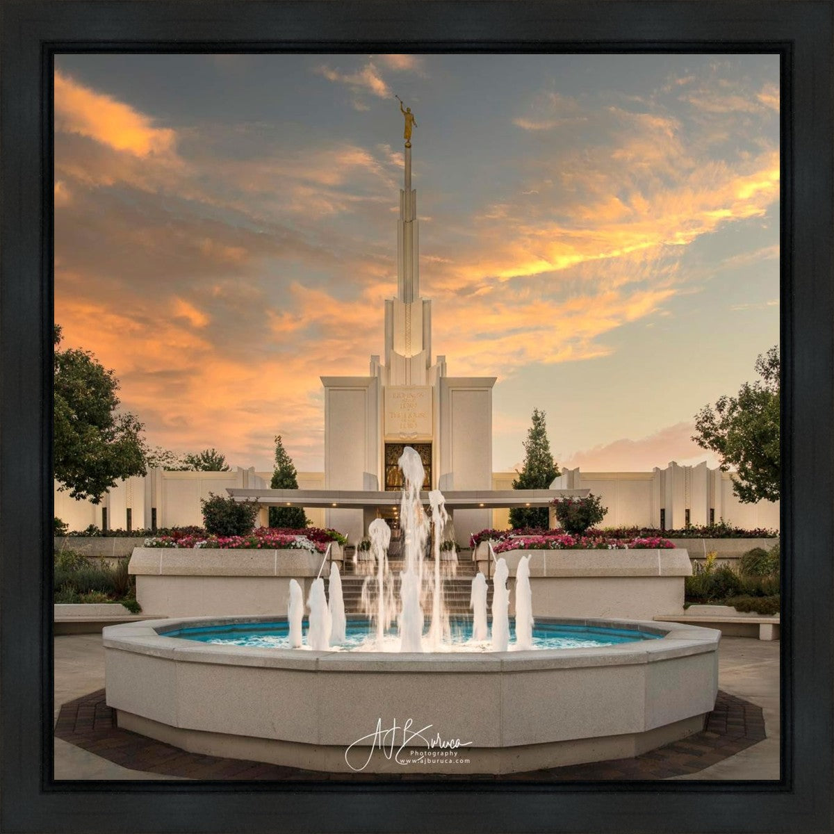 Denver Temple Evening Fountain Gallery Wrap