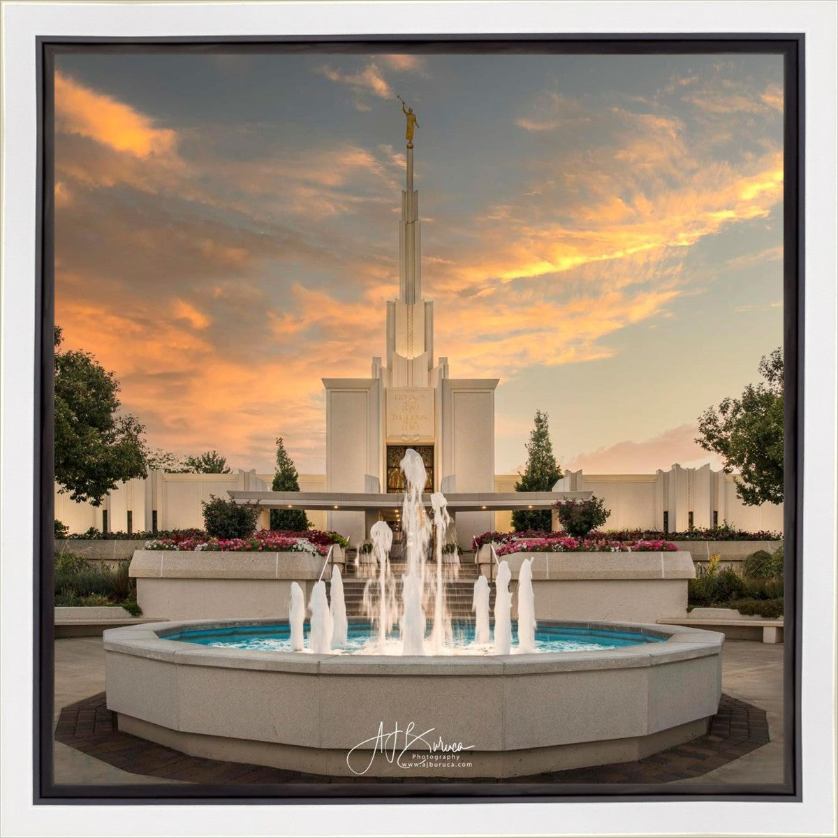 Denver Temple Evening Fountain Gallery Wrap