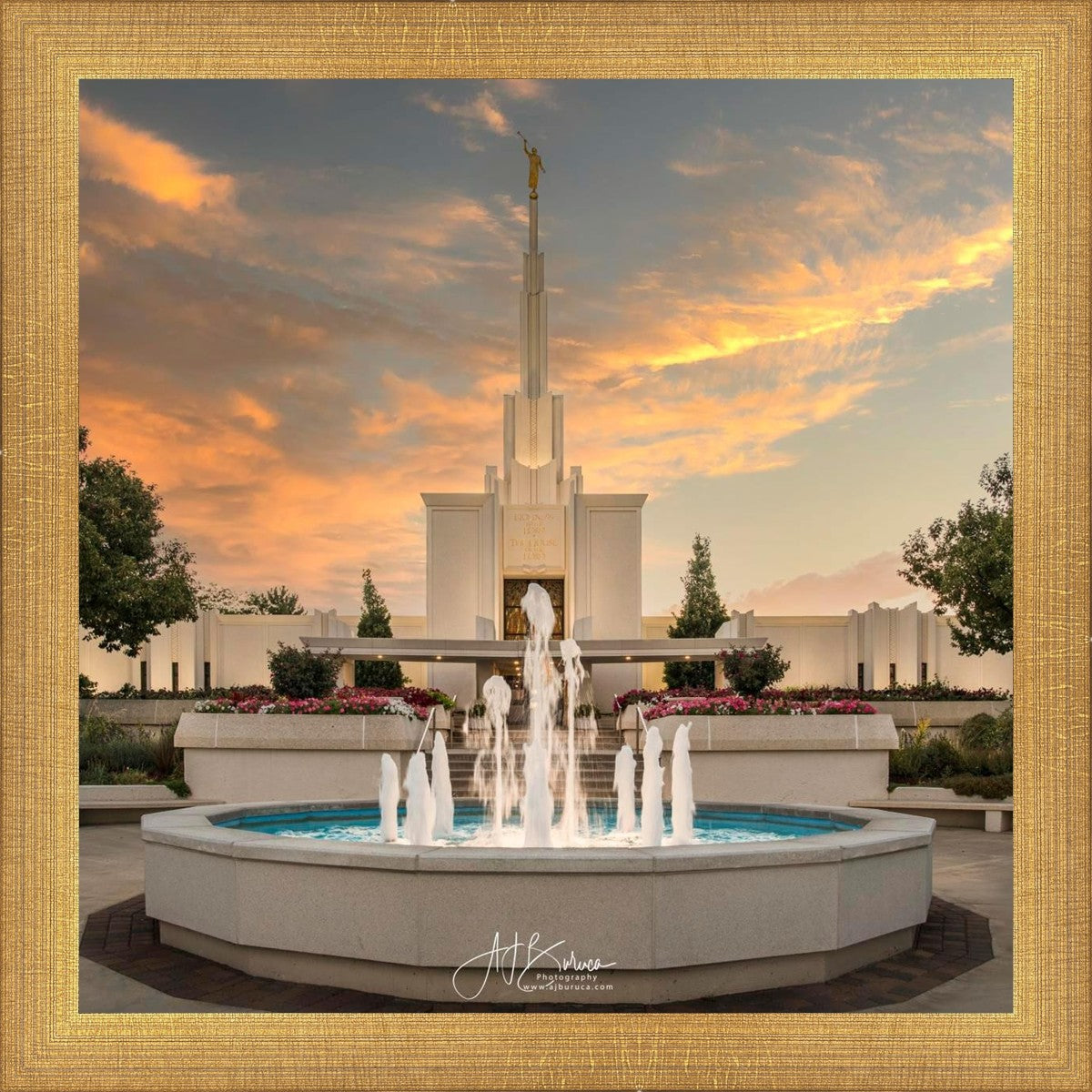 Denver Temple Evening Fountain