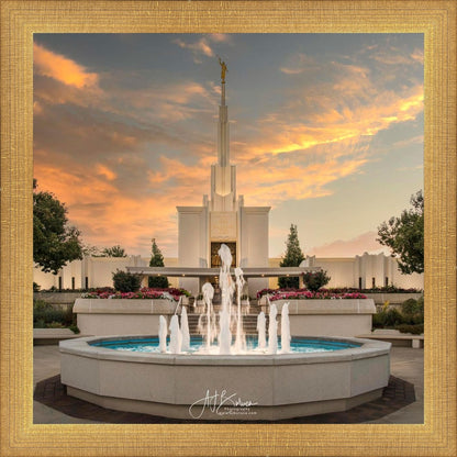 Denver Temple Evening Fountain