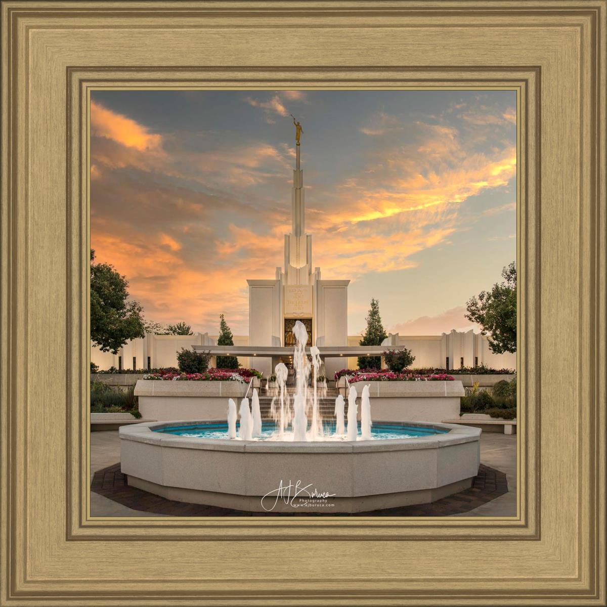 Denver Temple Evening Fountain