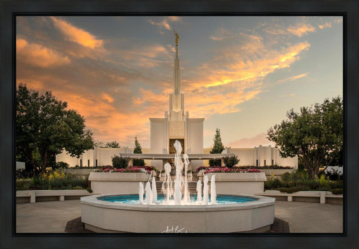 Denver Temple Evening Fountain Gallery Wrap