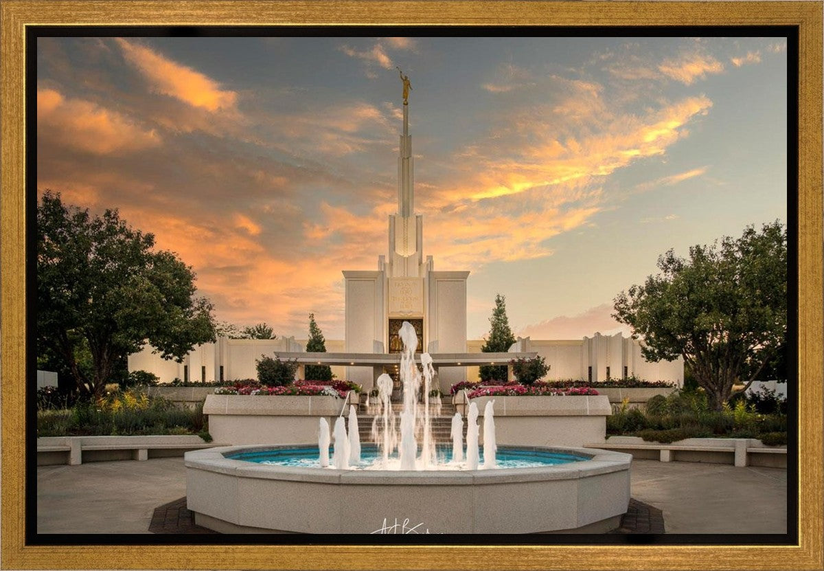 Denver Temple Evening Fountain Gallery Wrap