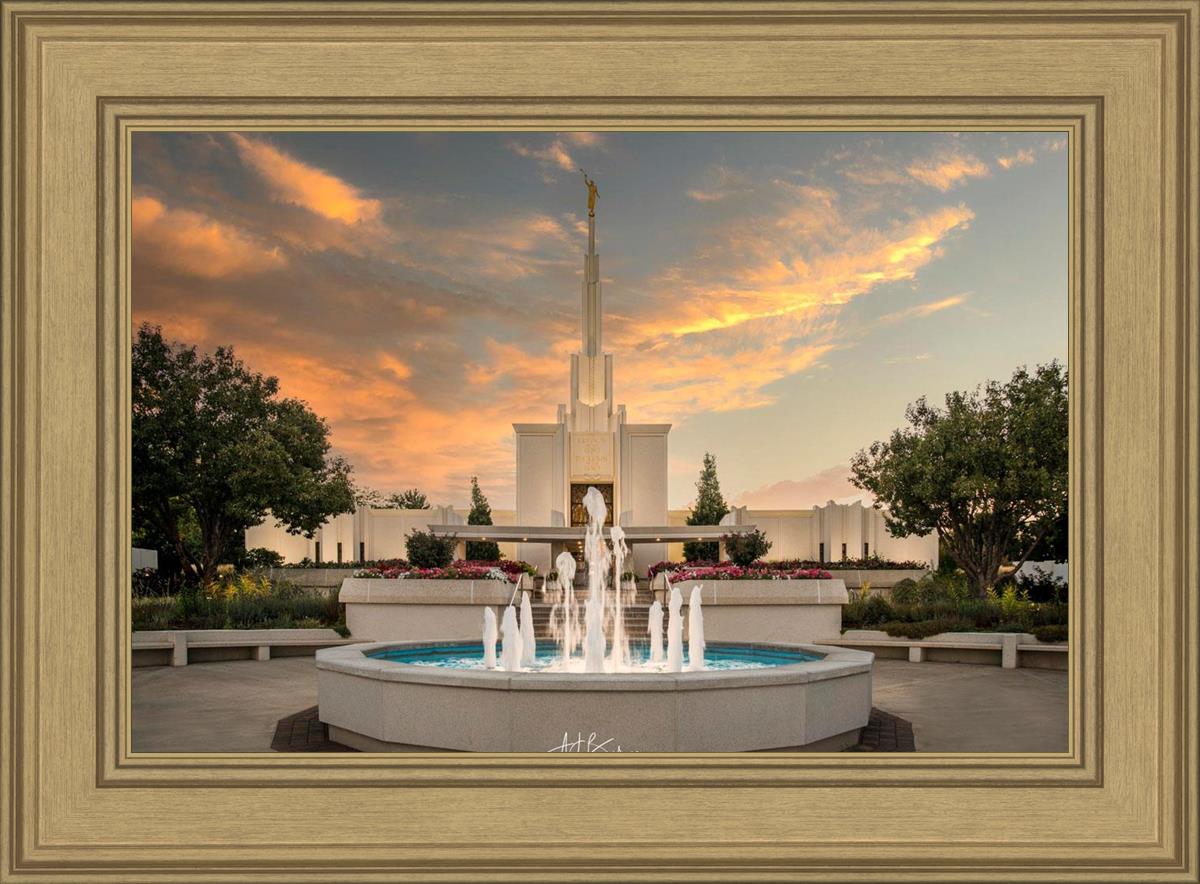 Denver Temple Evening Fountain