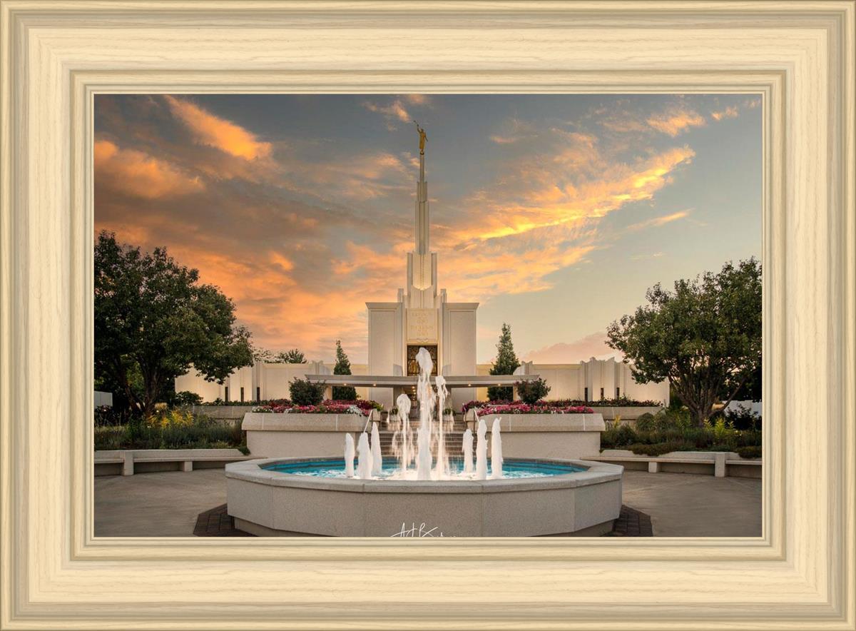 Denver Temple Evening Fountain