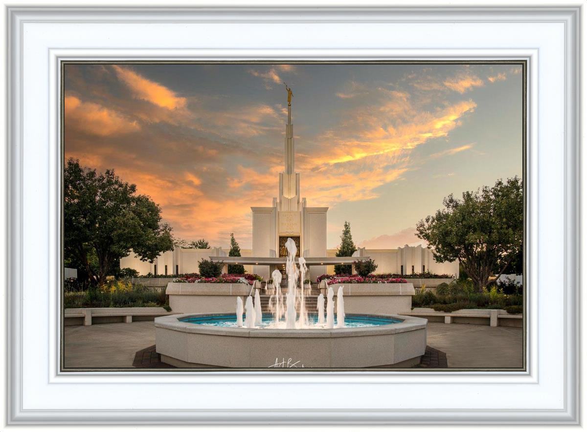 Denver Temple Evening Fountain