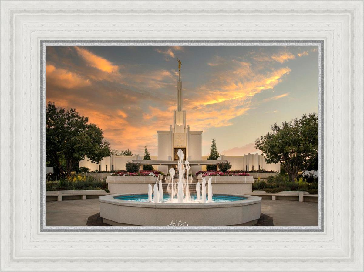 Denver Temple Evening Fountain