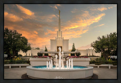 Denver Temple Evening Fountain