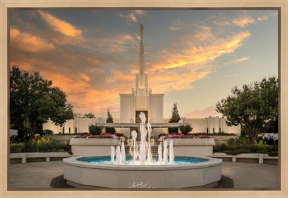 Denver Temple Evening Fountain