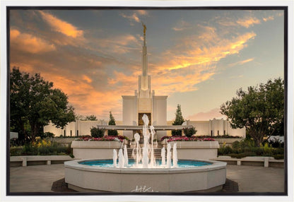 Denver Temple Evening Fountain