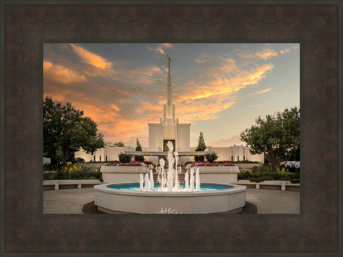 Denver Temple Evening Fountain