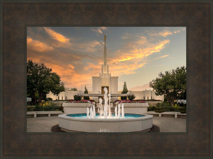 Denver Temple Evening Fountain