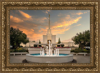 Denver Temple Evening Fountain